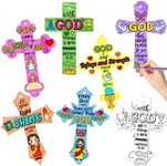 CY2SIDE 60PCS Color Your Own Holy Week Cross, Make Your Own Bible Cross Bookmark for Kids, Magic Art Making Kit for Bible School, DIY Christian Religious Sunday School Crafts for Kids Home Activities