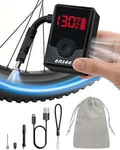 ENLEE Mini Electric Bike Pump, Portable Rechargeable Bike Pump with Gauge, 130PSI Fast Inflate Digital Bike Air Pump with Presta & Schrader Valve for MTB Road E-Bike, Motorcycle, Ball, Auto Stop