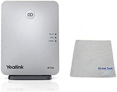 Global Teck Bundle of Yealink DECT Wireless Repeater RT30, for W52P, W56P, W56H, W60P DECT Phones, W60B DECT Base, Includes Microfiber Cloth