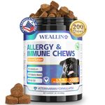 WEALLIN Itch & Allergy Immunity Treats for Dogs, 200 Count Itchy Dog Skin Relief Anti-itch Chews for Skin, Coat, Paws, Seasonal Allergy Relief, Stops Itching & Licking, Hot Spot Relief, Chicken Flavor