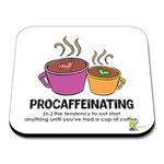 CS233 Defination procaffeinating Novelty Funny Coffee Tea Drink Gift Glossy MDF Wooden Coaster