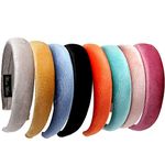 LONEEDY 8 PCS Hard Headbands, 1.2Inch Velvet Sponge Thick Hairbands DIY Hair Accessories for Women (Sponge 8 colors)