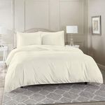 SEM B GRA - Quilt Cover Double Bed with Zipper Queen Size Cotton Feel King Size Duvet Cover II Comforter Cover II Razai Cover II Quilt Cover for Double Bed with Zipper (92x110 Inch)-Ivory Solid
