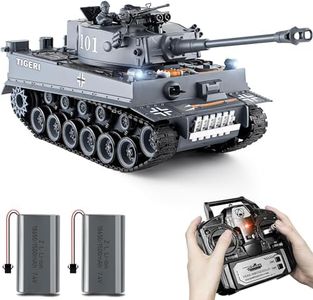 Supdex 1:18 Remote Control Tank, 2.4Ghz WW2 German Tiger I RC Tank Model Toys, Battle Army Tank 15 Channel with Smoke Light and Sound, Military Toy for Adults and Kids That Shoots BBS and Water Bombs