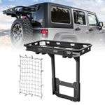 EYOUHZ for Wrangler JK Spare Tire Cargo Rack Rear Luggage Basket on OE Tailgate Compatible with 2007-2018 Jeep Wrangler JK & JKU 2/4 Doors, Cargo Carrier Back Storage Holder Stand Exterior Shelf Tray