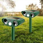 Pack of 2 Ultrasonic Animal Repeller Solar Animal Repellent Cat Repellent Outdoor Squirrel Repellent Deer Repellent Devices Repel, Deer, Rabbit, Raccoon, Dog, Skunk Waterproof with Motion Sensor