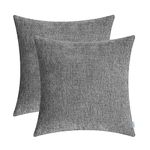 CaliTime Pack of 2 Cozy Throw Pillow Covers Cases for Couch Sofa Home Decoration Solid Dyed Soft Chenille 45cm X 45cm Medium Grey