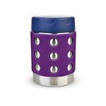 LunchBots Thermal 12 oz Triple Insulated Food Container - Hot 6 Hours or Cold 12 Hours - Leak Proof Thermos Soup Jar - All Stainless Interior - Navy Lid - Purple Dots