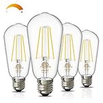 Volxon E26 LED Bulb Dimmable, Edison Light Bulbs ST58 Vintage Antique Style, Warm White 2700k, 60W Equivalent, High Brightness 800LM, 95+ CRI, Clear Glass, ETL Listed, 4 Pack