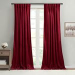 StangH Red Velvet Curtains 96 inches Long Christmas Home Decoration Living Room Light Blocking Heat Insulated Back Tab Hook Belt Drapes for Theater, W52 x L96 inches, 2 Panels