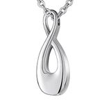 Beydodo Silver Infinity Pendant Stainless Steel Cremation Jewellery Memorial Urn Ashes Necklace