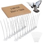 Bird Repellent Spikes Stainless Steel 10 Feet Pack of 12 Pigeon Spikes Rustproof Pigeon Repellent Bird Spikes with 24 Plastic Cable Ties Bird Protection Spikes for Balcony Roof Garden Windows