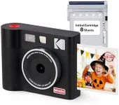 KODAK Mini Shot 3 ERA 4PASS 2-in-1 Instant Camera and Photo Printer (3x3) (Camera + 8 Sheets, Black)