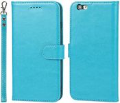 Cavor for iPhone 6 plus, iPhone 6s plus Wallet Case for Women, Flip Folio Kickstand PU Leather Case with Card Holder Wristlet Hand Strap, Stand Protective Cover for iPhone6plus/ iPhone 6splus 5.5'' Phone Cases-Sky Blue