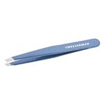 TWEEZERMAN Stainless Steel Slant Tweezer, Sky Blue, 1 EA