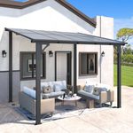 U-MAX 2.4m x 3m Aluminium Gazebo,Wall-Mounted Awning Gazebo，Lean to Pergola,Hardtop Roof Heavy Duty Metal Pergola for Outdoor Garden