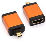 HTGuoji Micro HDMI to HDMI Adapter, Gold Plated Micro-HDMI (D) Male to HDMI (A) Female Coupler Connector Support 4K 3D for Phones Tablets Cameras HERO 5 ect (2Pcs)