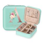 Personalised Jewellery Box, Travel Jewellery Box, Small Travel Jewelry Organiser Storage Case for Women, Alphabet Jewlery Box for Necklaces, Earrings, Rings