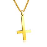 Rockyu Men's Jewelry Brand Cross Necklace Simple Silver Black Cross Pendant Black