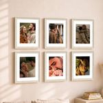 Art Street 8x10 Picture Frame Set of 6, Display Pictures 5x7 with Mat or 8x10 Without, Gallery Wall Frame Set for Wall or Tabletop Display, Engineered Wood with Shatter Resistant Plexiglass, Off White