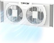 EZ-CHILL 9" Twin Window Fan with Manually Reversible Airflow Control, Auto-Locking Expanders, 2 Speed, Dual Fan, Exhaust, Airflow 9.84 ft/sec, Ideal for Home, Kitchen, Bedroom & Office, White