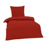 Brielle Bed Linen 155 x 220 cm - Renforce Red Bed Linen Set, Soft, Plain with Oeko-Tex Certification