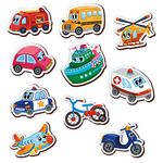 Mini Leaves Transport Vehicle Wooden Fridge Magnets |Colorful Shape Learning Toy Set | Preschool Refrigerator Magnet Toys for 3 4 5 Year Kids- Best Birthday Gifts for 3+ Years