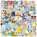 WWW Cute Stickers, 100 Pieces Waterproof Non-Fading Aesthetic Decals, Trendy Reusable Stickers for Water Bottle, Laptop, Skateboard, Luggage, Bicycle, Guitar, Phone, Fresh Style