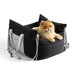 Lesure Small Dog Car Seat for Small Dogs - Waterproof Dog Booster Seat for Car with Storage Pockets, Clip-On Safety Leash and Thickened Memory Foam Filling, Pet Travel Carrier Bed Up to 25lbs, Black