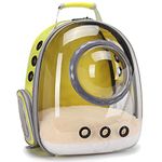 Space Capsule Astronaut Pet Backpack Carrier for Cat and Small Dog, Clear Bubble Dome Window with Soft Pillow, Airline Approved (Yellow)