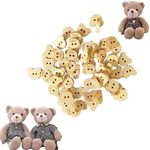 Baby Cardigan Buttons, 50 Pack Baby Cardigan Buttons Handmade Teddy Bear, Crafts Baby Knitted Buttons 2 Hole Natural Buttons for Sewing Crafts Knitted Clothes