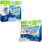 True Fresh Washing Machine Cleaner Tablets, Washer Tablets compatible with Laundry Front loader -Top load - HE, Dishwasher Cleaner and Deodorizer, Dishwasher Cleaner Tablets - 48 pcs Bundle
