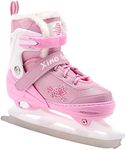 Deluxe Adjustable Ice Skates - for Boys and Girls, Two Awesome Colors - Blue and Pink, Faux Fur Padding, Reinforced Ankle Support, Fun to Skate (Pink, Medium - 4-6)