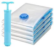 REMANG 5Pcs Reusable Double Zip lock Vacuum Compressor Sealer Storage Bags 80% Space Saver Bags for Cloths Packing with Travel Hand Pump