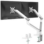 WALI Dual Monitor Stand White Arms Mounts, for 2 Monitors, Mechanical Spring Tension Indicator Fully Adjustable Bracket, Up to 32 inch, 22lbs Weight Capacity (MATI002-W), White