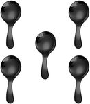 5PCS Short Handle Spoon, Stainless Steel Mini Spoons Thickened Small Round Spoon for Salt Condiments Dessert Tea Coffee (Black)