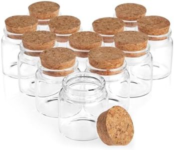 12 Pack Small Glass Jars with Cork Lids, 50ml Mini Bottles for DIY Crafts, Party Favors, Sand