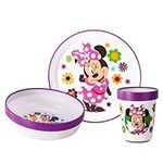 Minnie Mouse 3pcs Reusable Bicolor Premium Kids Dinner Tableware Set Plate, Bowl & Tumbler, BPA Free