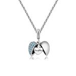 KunBead Jewelry Mother Daughter Necklaces Gifts from Mum Dad Heart I Love You Charm Pendant Kids Necklace