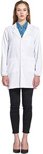Icertag Camice Bianco da Laboratorio Donna, Medico Cappotto, Camice per Le Donne, Camice Bianco per Le Signore, Adatto per Studente Laboratorio Infermiera Cosplay Abito di Cotone (Medium