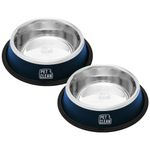 Pet Clean Dog Bowl, Stainless Steel Food and Water Feeding Bowl for Dogs and Cats, Large Size-1400ml Each (Set of 2, Navy Blue)