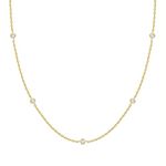 PAVOI 14K Yellow Gold Plated Station Necklace | Simulated Diamond By The Yard Necklace | Womens CZ Chain Necklace