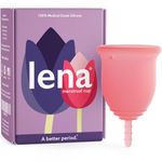 Lena Menstrual Cup - Reusable, Soft Silicone, Light & Heavy Flow, Beginner Use - Ideal Alternative to Tampons, Pads, Period Underwear - Period Solution - Super Capacity - Pink