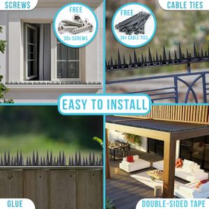 Fly-Bye Anti Bird Spikes, 6m Deterrent Strip for Outdoor Use