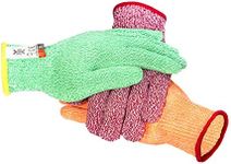 J H 3 Color Cut Resistant Gloves Red For Meat, Green For Veg, Yellow For Fruit- High Performance Cut Level 5, Food Grade No Cross Contam, 3Piece Large