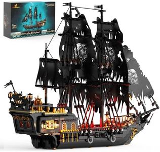 JMBricklayer Pirate Ship Building Toys with Lights, Pearl Pirate Ship Model Boat Kit 40002, Black Ship Toy Building Sets for Adult Boys Girls 14+, Home Office Decor(1713 PCS)