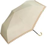 [2024] Wpc. 801-ND05-102 Parasol Folding Umbrella, Light Shielding Items, Scalloped Embroidery, Super Mario Brothers Mini Beige, Ribs, 19.3 inches (49 cm), Hand Opening, 7.4 oz (210 g), Lightweight,