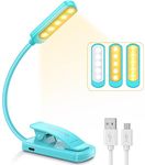 TEAMPD 10 LED Book Light, 3 Eye-Protecting Lightng Colours Reading Light, Adjustable Brightness, USB Rechargeable 12H Battery Life, Flexible Clip on Book Light for Reading, Painting,Travel, Kids Gift