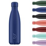 Chilly's Original Water Bottle - Vacuum Insulated Stainless Steel Water Bottle, Reusable Thermal Flask for Hot & Cold Drinks - Leak Proof, No Sweat - Matte - All Blue - 500ml