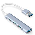 USB Hub Extensions, 4 Port USB 3.0 Hub, Ultra Slim Portable Data Hub Applicable for iMac Pro, MacBook Air, Mac Mini/Pro, Notebook PC, Laptop, USB Flash Drives Aluminum Alloy